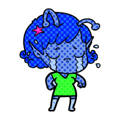 cartoon crying alien girl