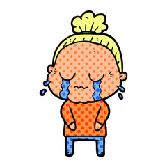 cartoon crying old lady
