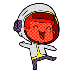 happy cartoon astronaut