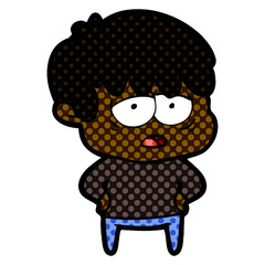 cartoon exhausted boy