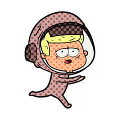 cartoon tired astronaut