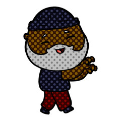 cartoon happy bearded man