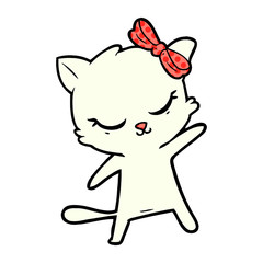 cute cartoon cat with bow