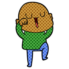 happy cartoon bald man