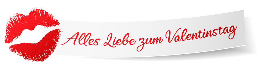 Alles Liebe zum Valentinstag Zettel mit Kussmund
