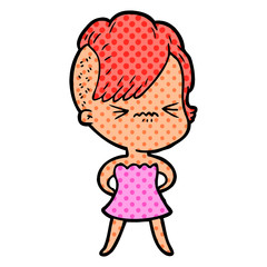 cartoon annoyed hipster girl