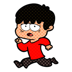cartoon exhausted boy