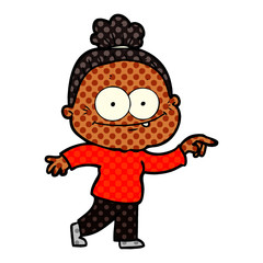 cartoon happy old woman