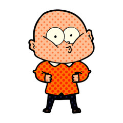cartoon bald man staring