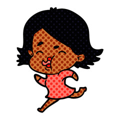 cartoon girl pulling face