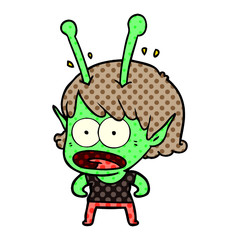cartoon shocked alien girl