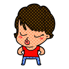 cartoon woman with eyes shut