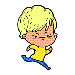 cartoon frustrated woman