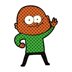 cartoon bald man staring
