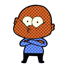 cartoon bald man staring