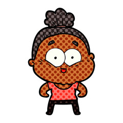 cartoon happy old woman