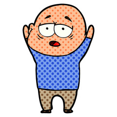 cartoon tired bald man
