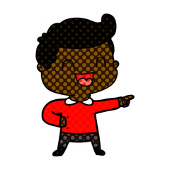 Obraz premium cartoon happy man pointing