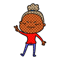 cartoon annoyed old lady