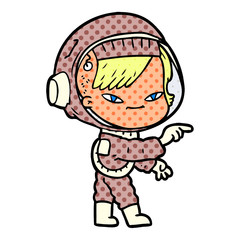 cartoon astronaut woman