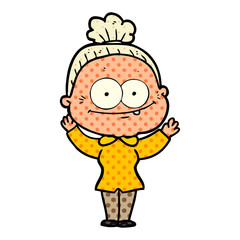 cartoon happy old woman