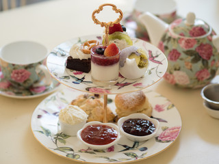 british afternoon tea scones with home made jam and icecream