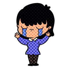 cartoon woman crying