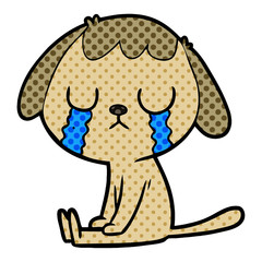 cute cartoon dog crying