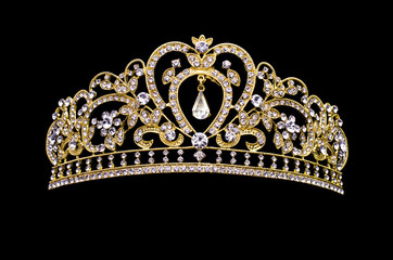 golden crown on a black background - 186727361