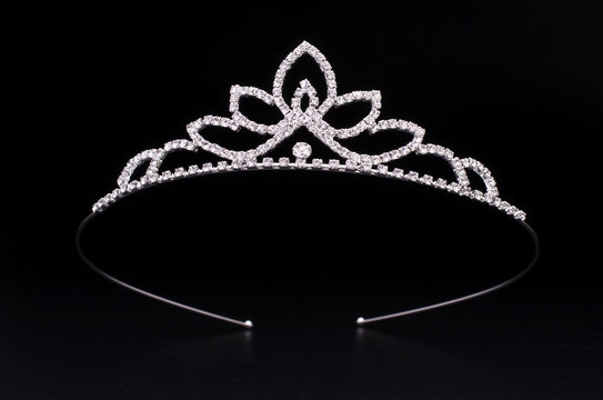 silver tiara isolated on a black background