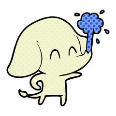cute cartoon elephant spouting water