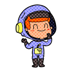 happy cartoon astronaut man