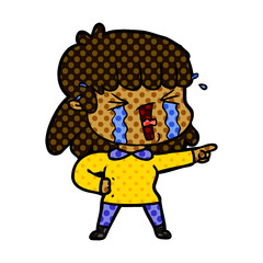 cartoon woman in tears