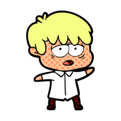 cartoon exhausted boy