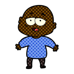 cartoon tired bald man