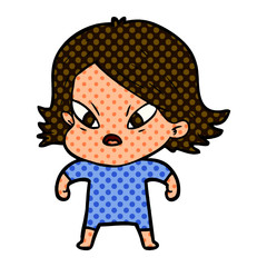 cartoon stressed woman