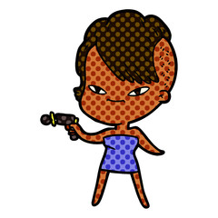 Obraz premium cute cartoon girl with hipster haircut