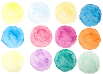 Set of circle watercolor  hand painted background