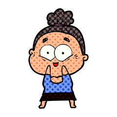 cartoon happy old woman