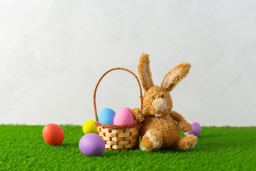 Easter eggs on the grass