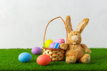 Easter eggs on the grass