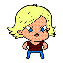 cartoon stressed woman