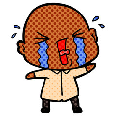 cartoon crying bald man