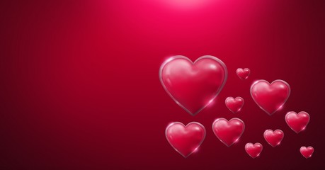 Shiny bubbly Valentines hearts