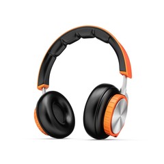 3D Rendering headphones isolated on white background