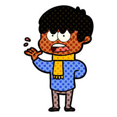 worried cartoon boy