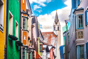 Obraz premium colorful buildings church village of Vipiteno Sterzing - Bol