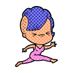 cartoon annoyed hipster girl