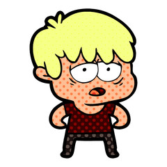 cartoon exhausted boy
