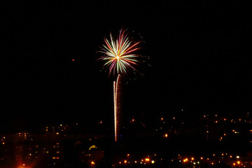 firework dark town celebration small